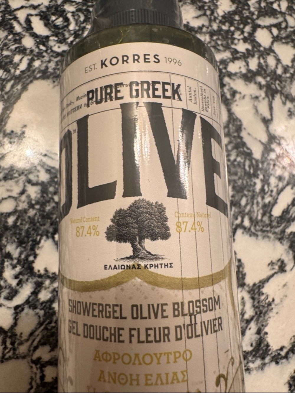 Korres Olive Blossom Shower Gel in Olive Green and Cream - Picture 3 of 7